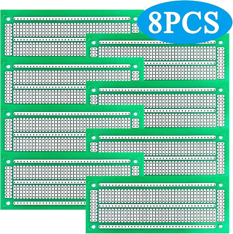 Placa de Circuito Impreso YUNGUI, Placa de Tira PCB 47X116MM para Proyecto Electrónico y Soldadura DIY (Paquete de 8),Verde
