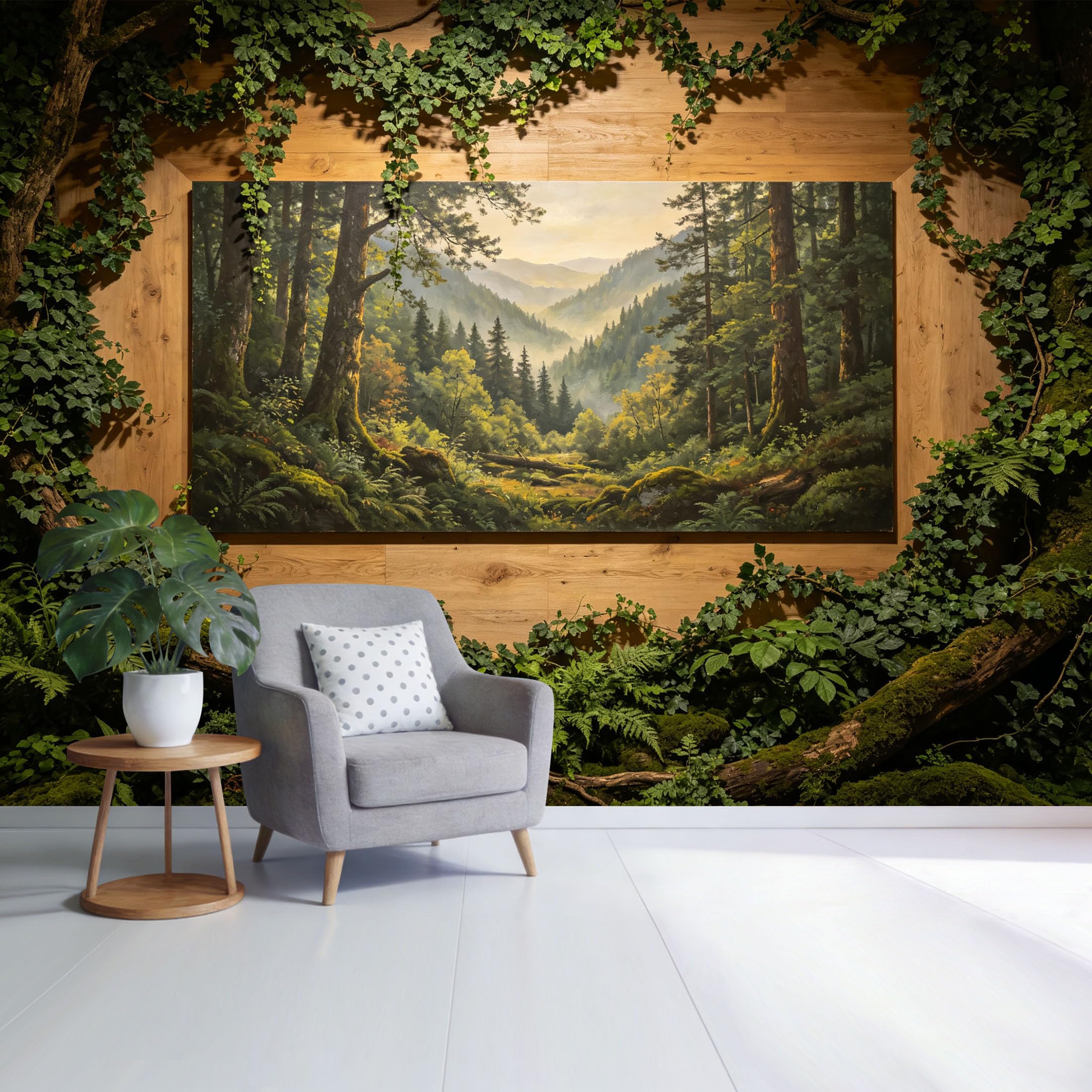 Custom Size Wall Mural Misty Mountain Forest Landscape Evergreen Tree Valley Morning Light SelfAdhesive Wall Fabric Removable Wallpaper for Home Office Decor
