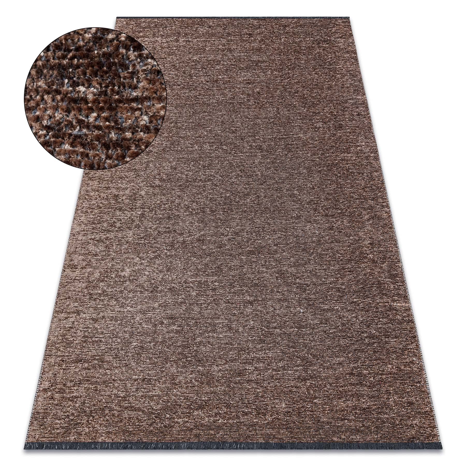 Tapis pour chambre et salon marron Florence Uni rugsx tissé à plat