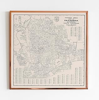 Historic Map - 1938 Thomas Bros. Map of Pasadena, Altadena, South Pasadena and San Marino, California. - Vintage Wall Art - 24in x 24in
