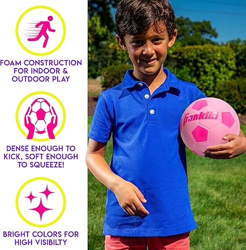 Miniatura 3 de Franklin Sports Pelota de fútbol de espuma para niños, mini pelota de fútbol juvenil de espuma suave, pelota de fútbol de juguete para interiores y