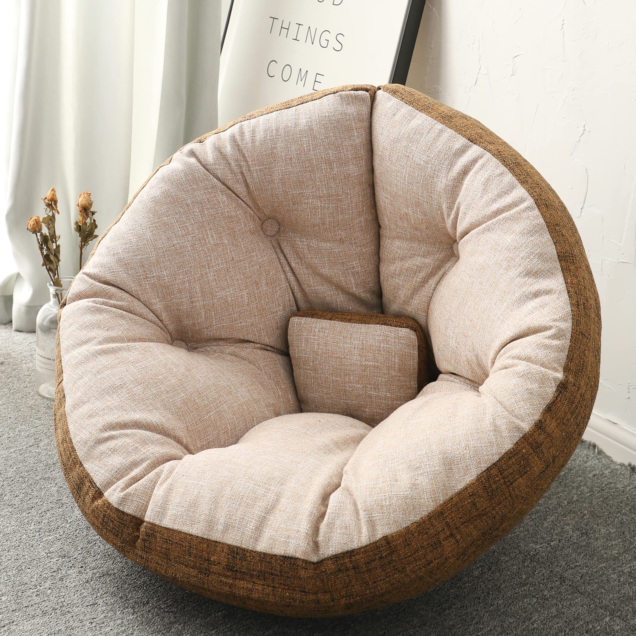 Single Seat, Single Backrest, Floor Chair, Sofa, Chair, Lazy, Folding Fabric Tatami Game Mat, Single Lunch Break, Soft, Comfortable, Memory Foam, Strong Durable, Zipper, Removable and Washable