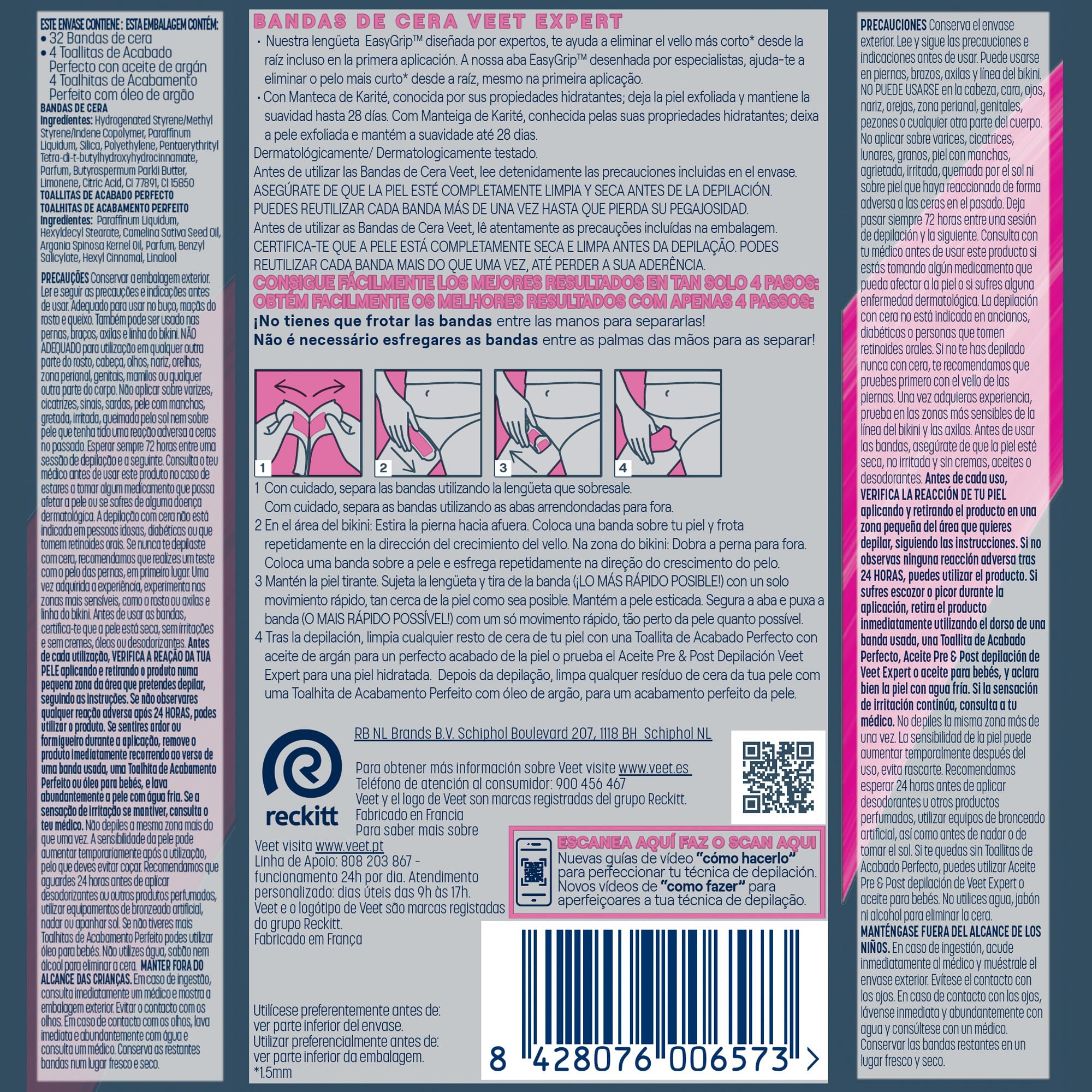 Veet Expert 16 pasków do depilacji z zimnym woskiem do depilacji angielskiej części bikini z masłem shea