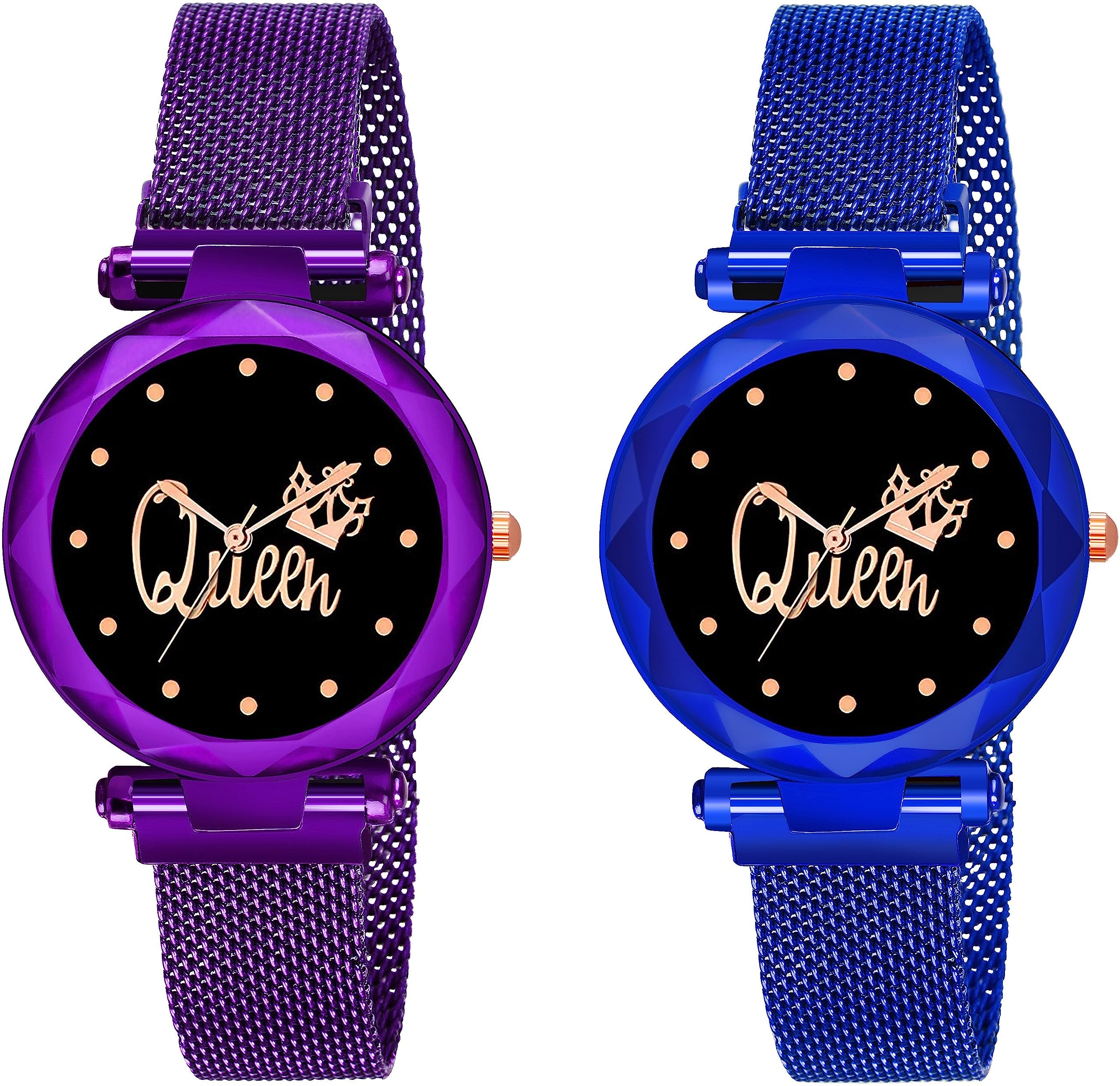 STYLEDOSE Exclusive Branded New Queen Dial Analogue Quartz Magnet Strap Watch for Women or Girls and Watch for Girl or Women or Stylish Ladies (Combo of 2 Watches) (Purple + Blue) (B0C89M8YG9) Amazon Price History, Amazon Price Tracker