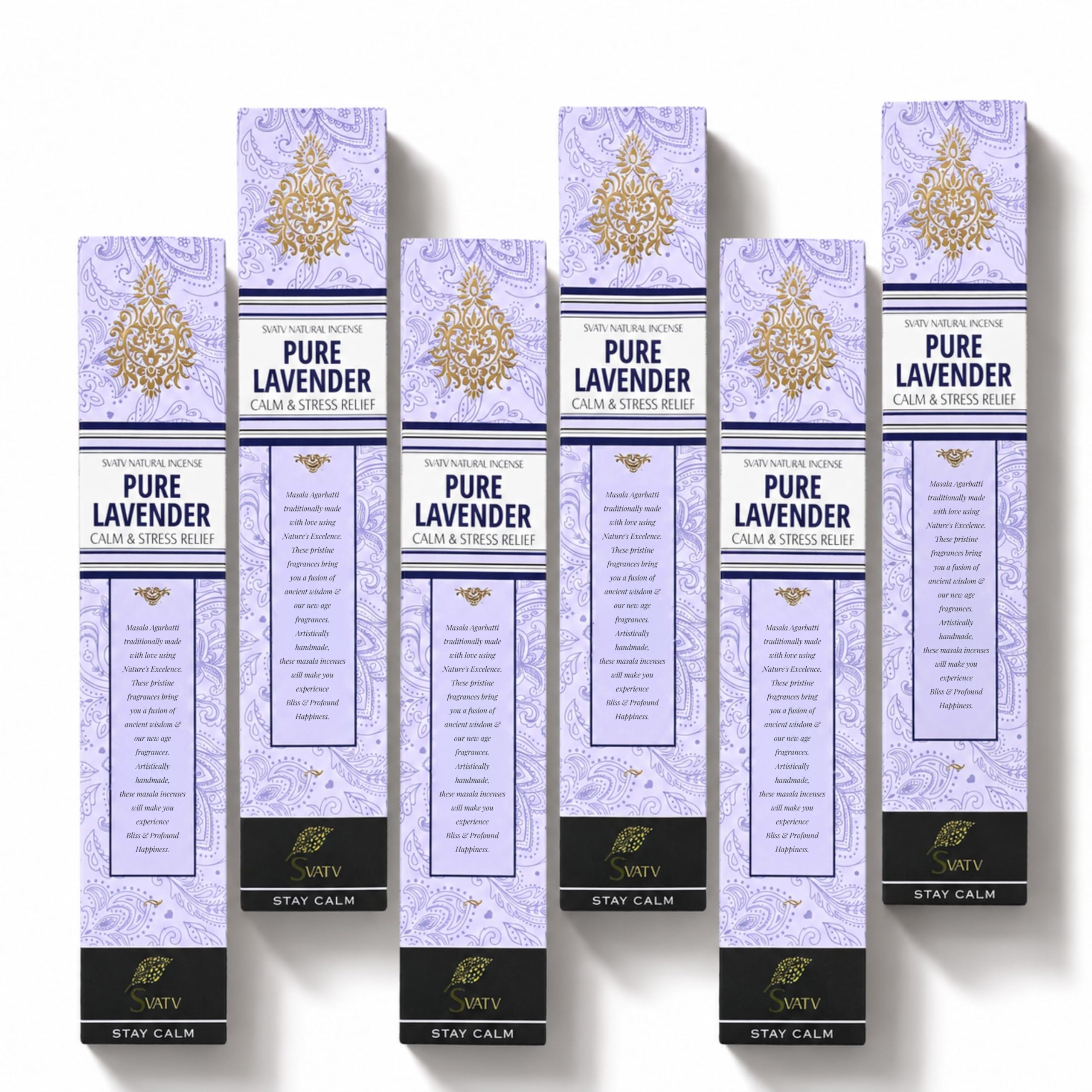 SVATV Ancient Lavender Incense Stick with Pack of 6 Incense for Meditation, Yoga, Spiritual, Aromatherapy Energy Cleansing & Calm Down The Mind - 15g x 06 incense | 90g | 1.05oz
