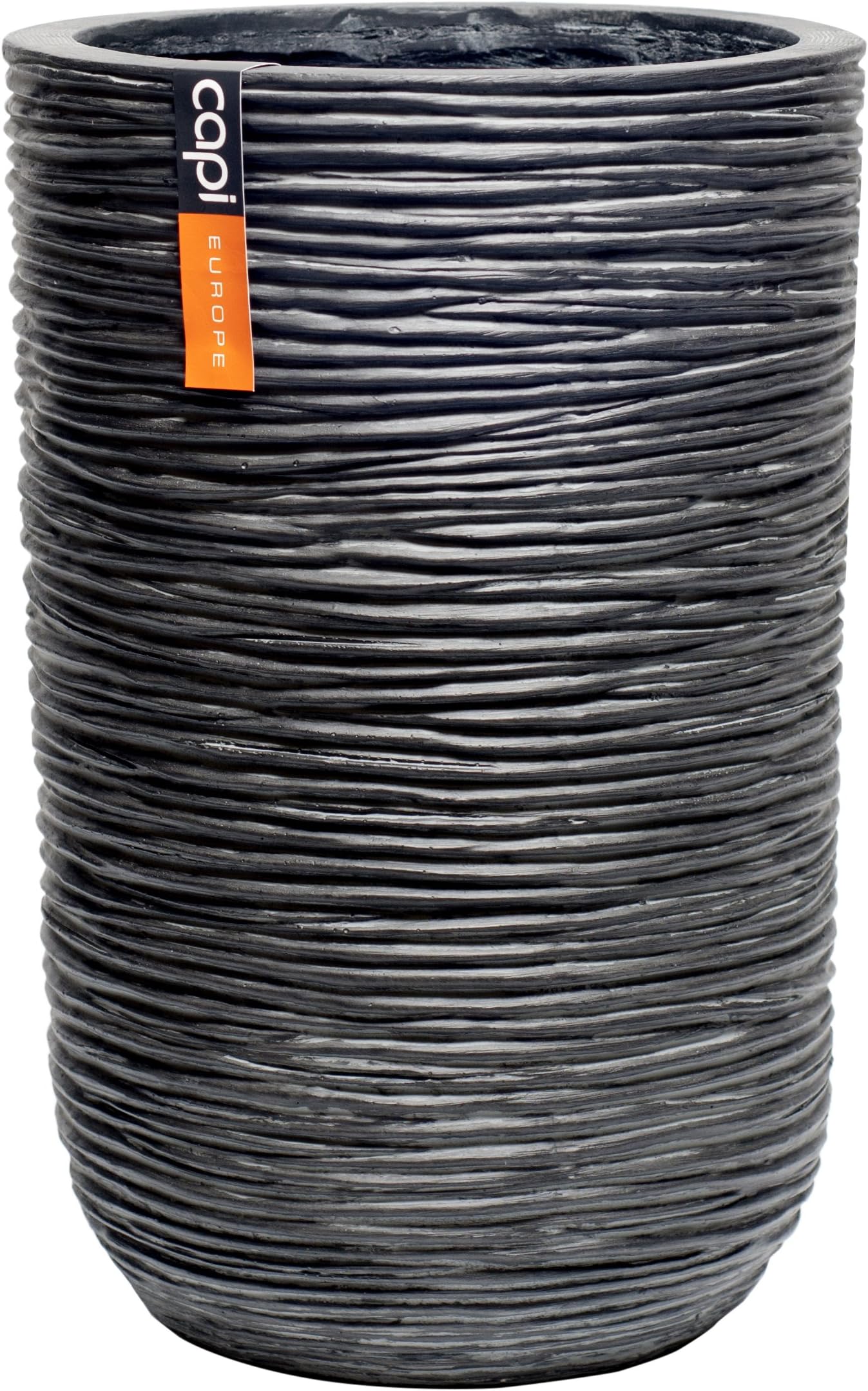 Capi Lux 25 x 38 cm Ribbed Cylinder Planter I - Black