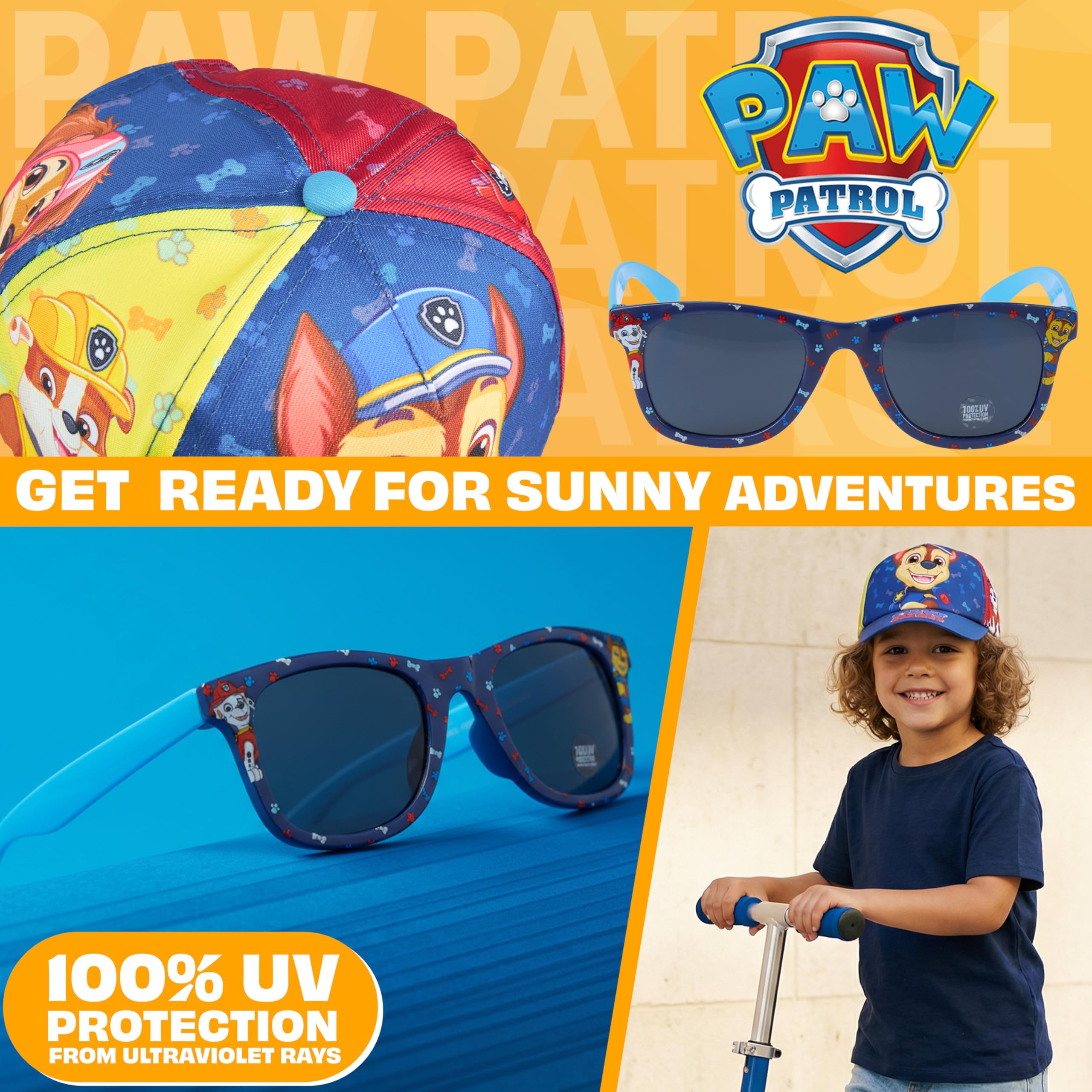 Paw Patrol | Minions Gorra Infantil Ajustable y Gafas de Sol UV 400, Conjunto Verano Niño Accesorios Ligero y Cómodo para Uso Diario