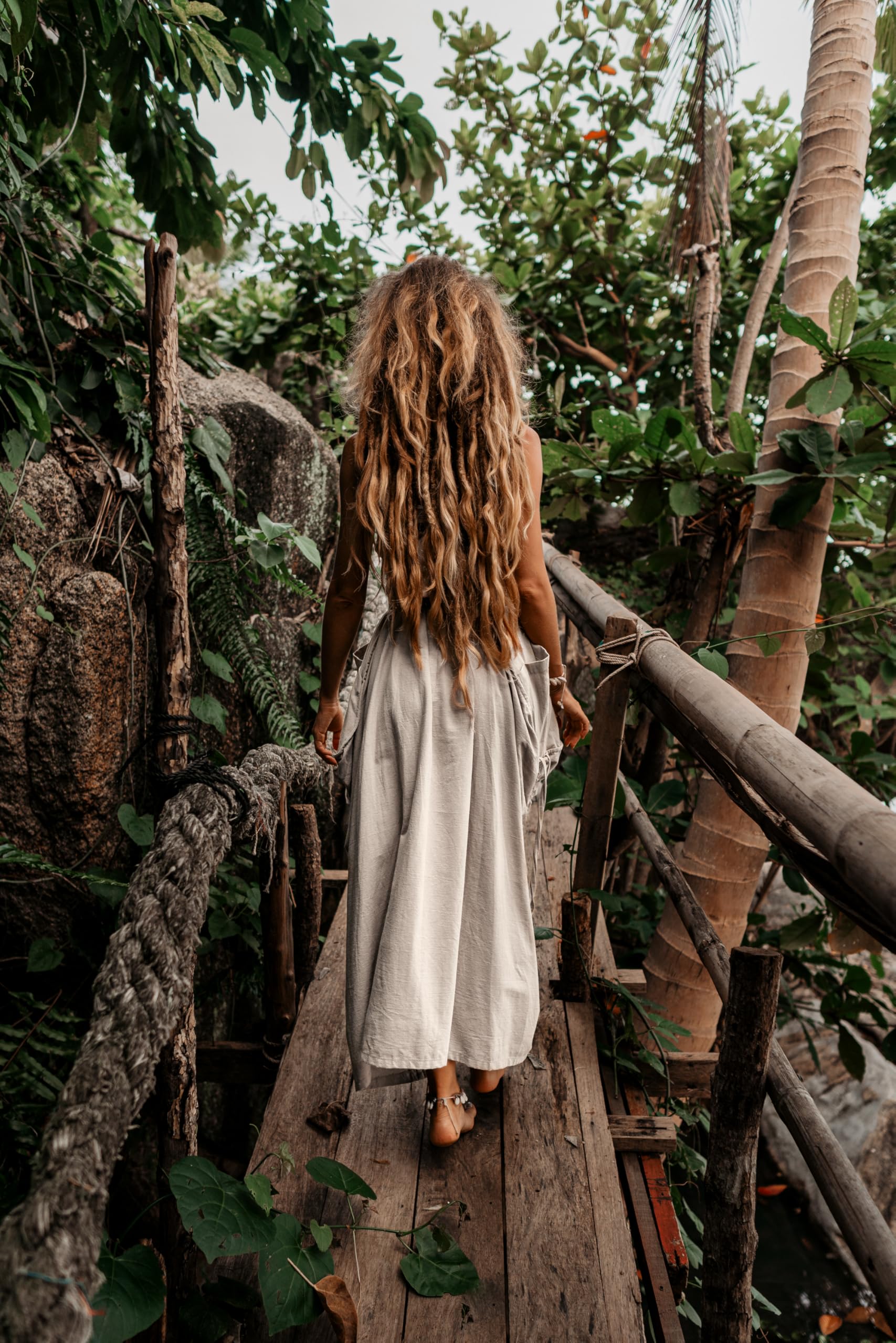 Thaluta Boho Hippie-Zigeuner-Rock für Damen, Maxirock aus Bio-Baumwolle, mit Taschen