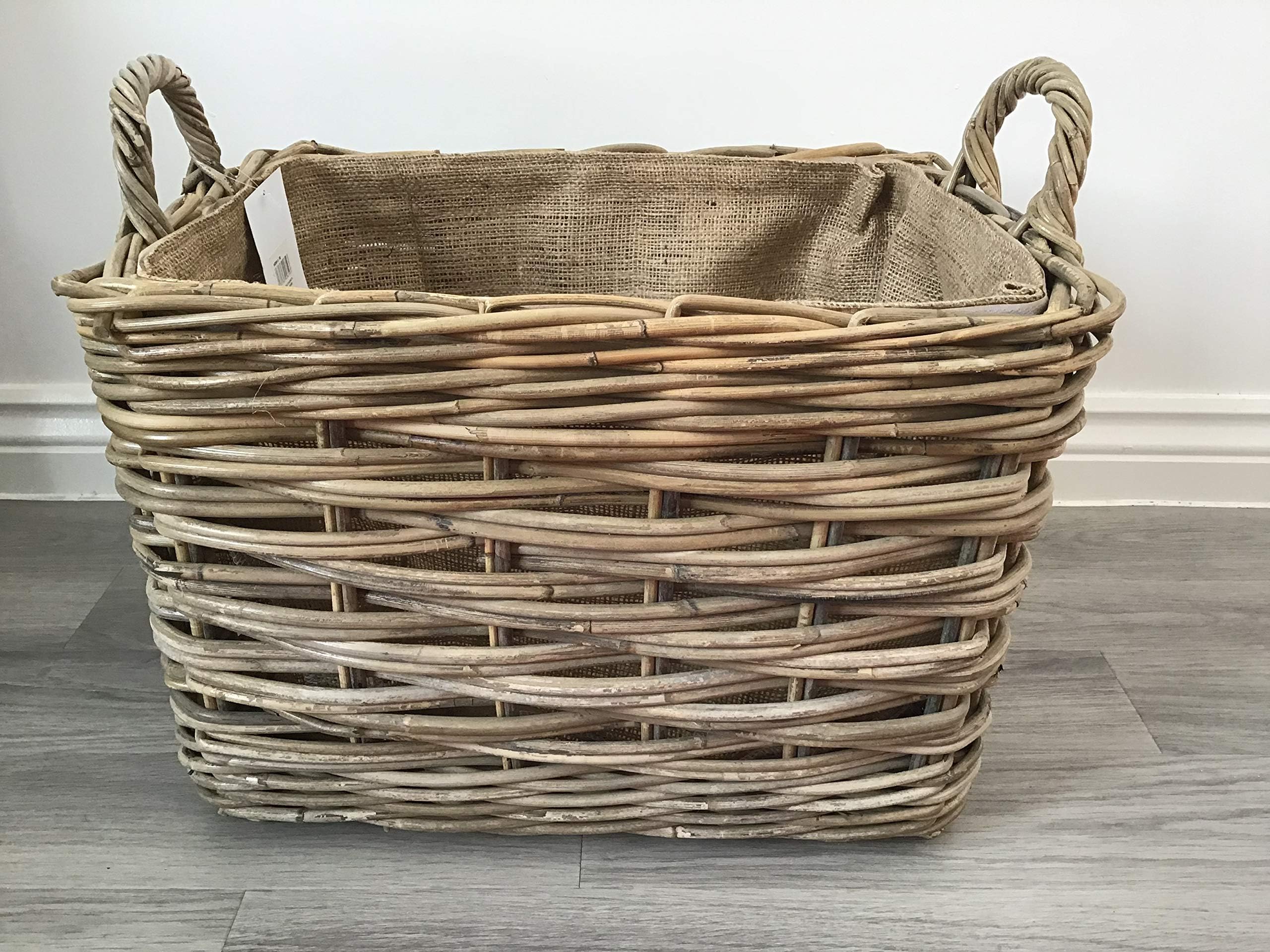 Rustic Fireside Chunky Wicker Log Basket Potato Basket With Rope