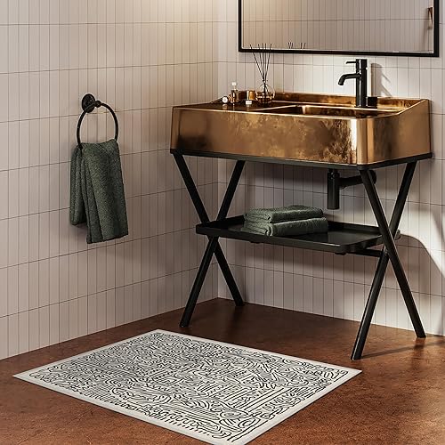 Miniatura 77 de RUGGABLE x Keith Haring - Alfombra lavable, estilo libre, color perla de 5 x 7, resistente a las manchas, antideslizante, con almohadilla estándar