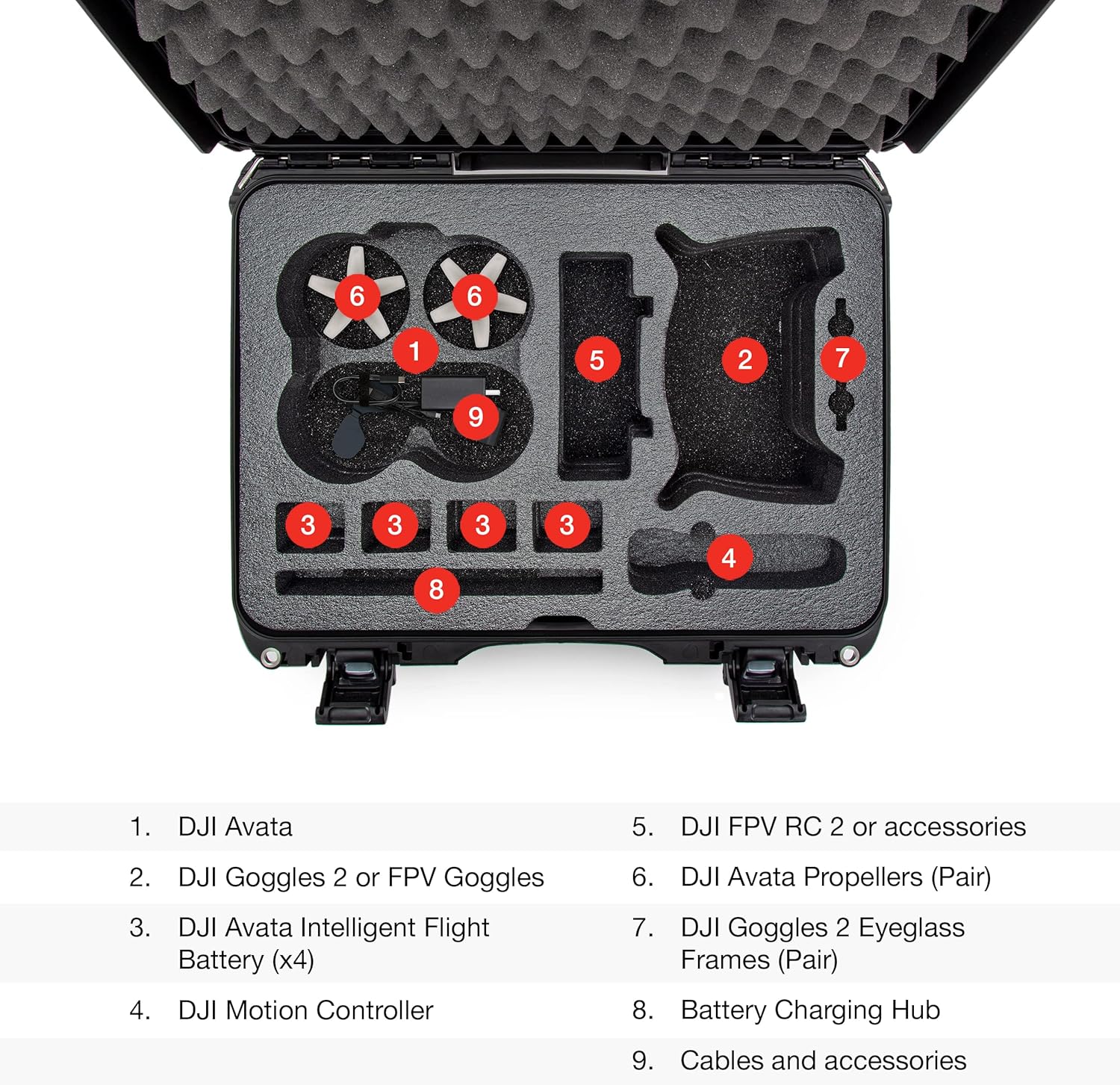 Nanuk 925 Waterproof Hard Case with Foam Insert for DJI Avata FPV Unit, Goggles and Fly More Combo - Black (925S-080BK-0A0-C0745)