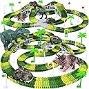 Dinosaur Toys,Create A Dinosaur World Road Race,Flexible Track Playset and 2 pcs Cool Dinosaur car for 3 4 5 6 Year & Up Old boy Girls Best Gift