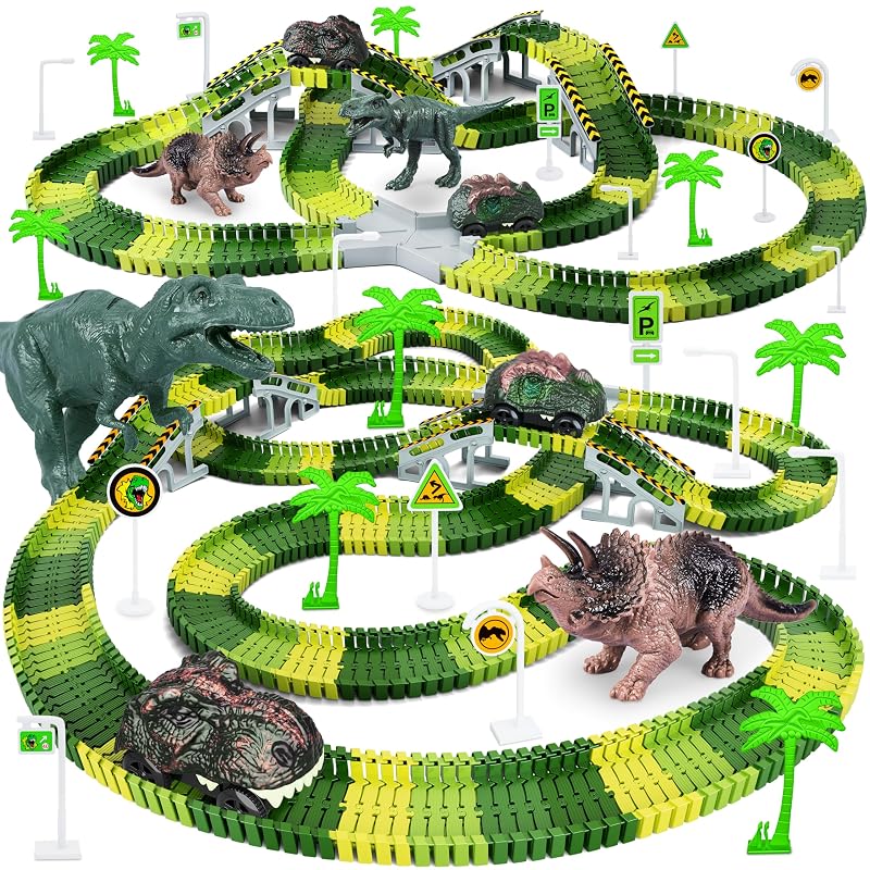 Dinosaur Toys, Create A Dinosaur World Road Race, Dinosaur Track Toys Green