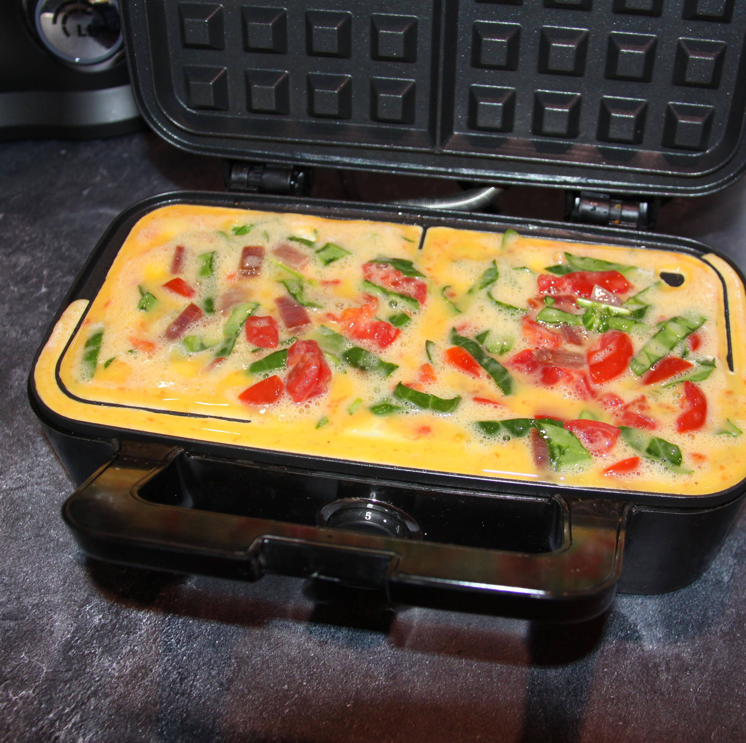 LITTLE BALANCE 8368 Speedn Mixt 1200, Gaufrier + Grill 2 en 1, 1 plaque Gaufres, 1 plaque Gril interchangeables, 1200 W, Inox, Noir