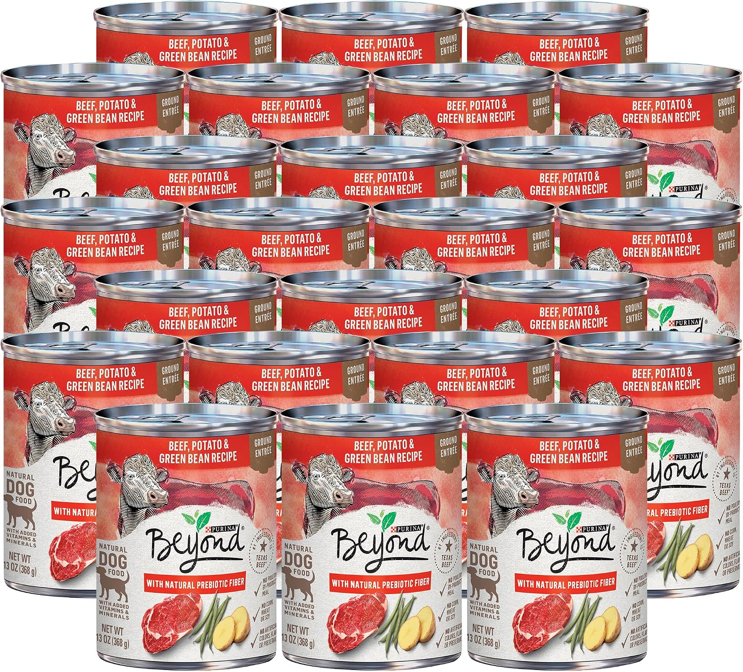 Purina Beyond Grain Free Beef, Potato & Green Bean Recipe Ground Entree Adult Wet Dog Food 13 Ounce (Pack of 6)