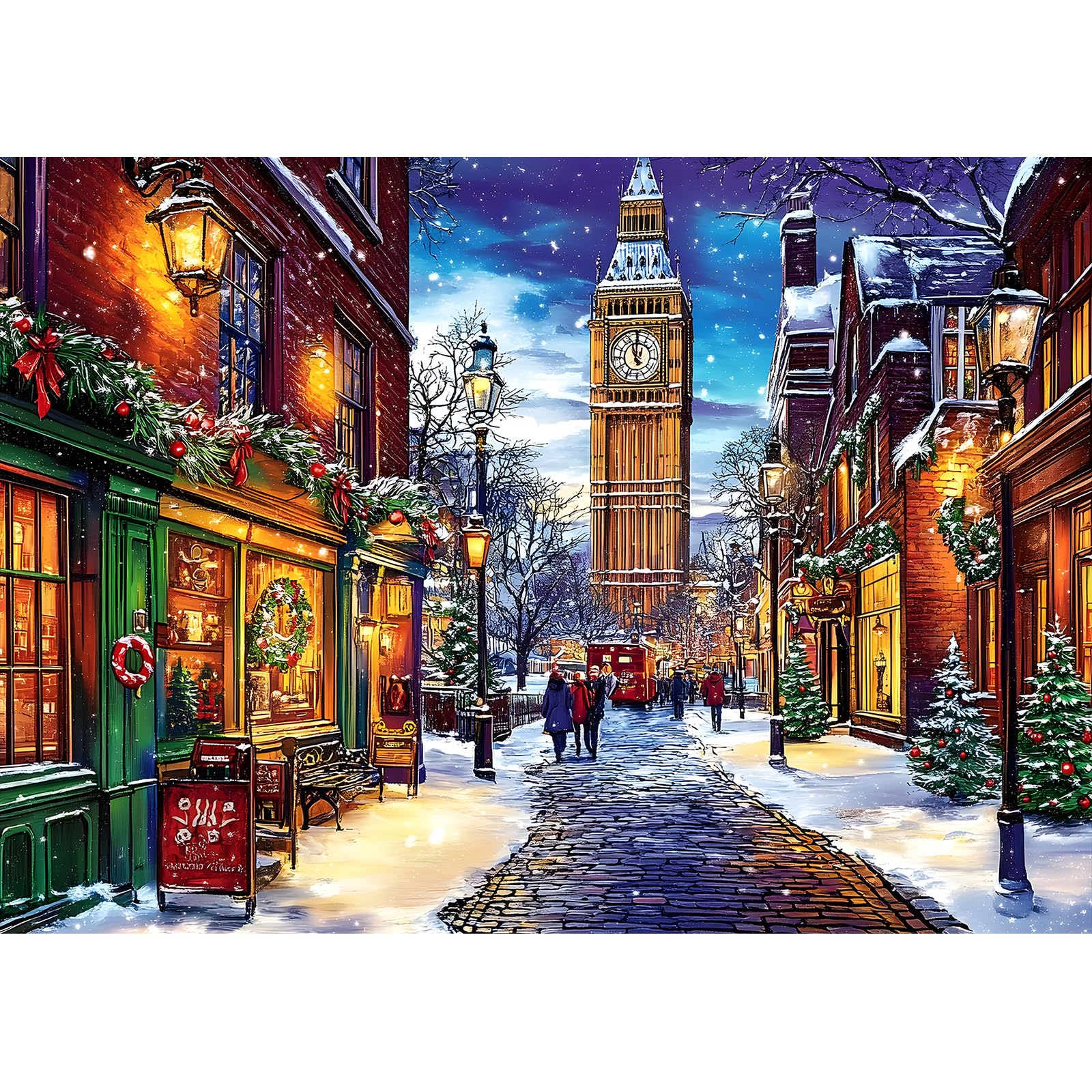 MXJSUA Christmas Diamond Painting Kit for Adults, Victorian Street Full Drill Diamond Art Painting Kits for Beginners, Round Diamond Dots Art Painting Kits, 30x40cm