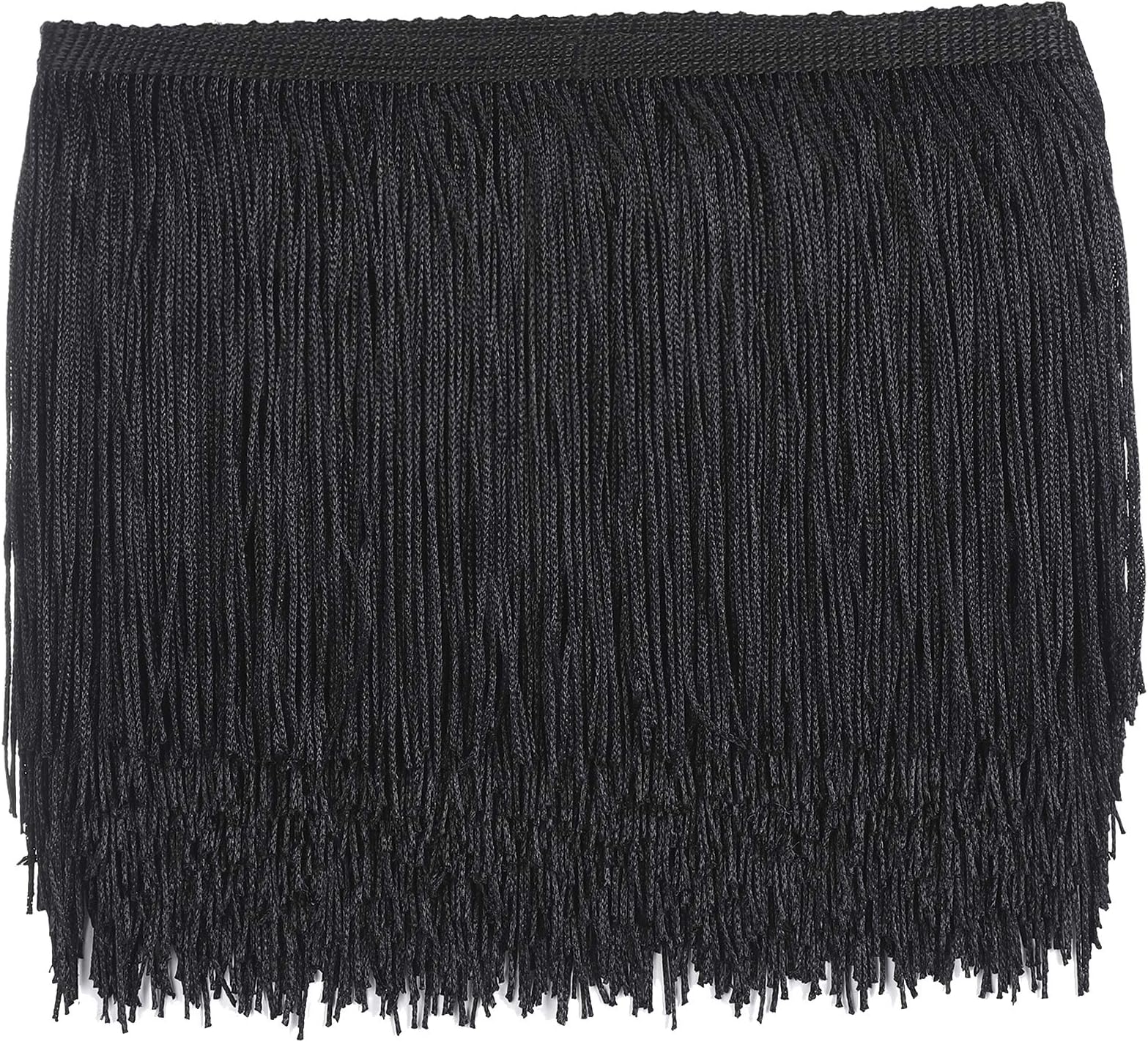 WELROG10 Yards Length 15 cm / 5.9 Inches Width Tassel Silky Fringe Cut Fringe T Costume Tassel T Garment Apparel Lace T Sewing Accessories (Black)