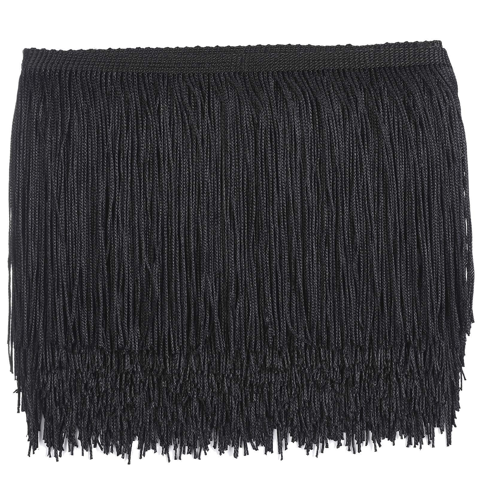 WELROG10 Yards Length 15 cm / 5.9 Inches Width Tassel Silky Fringe Cut Fringe T Costume Tassel T Garment Apparel Lace T Sewing Accessories (Black)