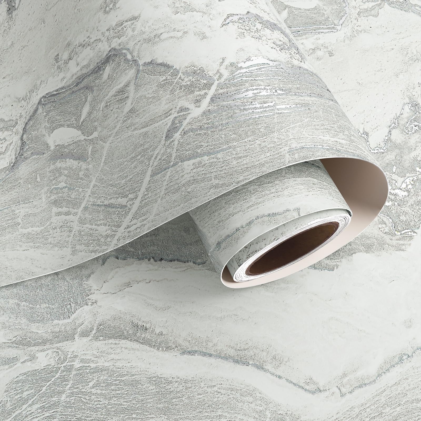 Papier peint amovible pour salle de bain effet marbre gris adhésif 40 x 200 cm