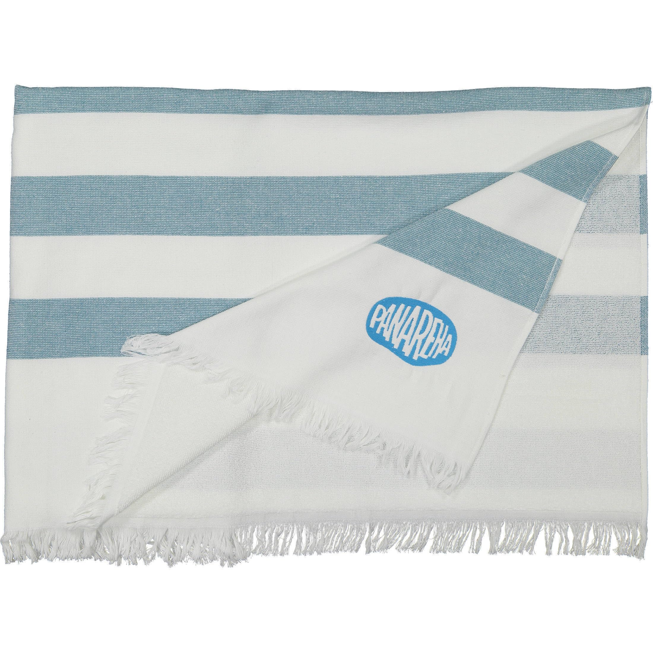 Panareha Stripes Cotton Beach Towel Seagull Green, Green, White, 180_x_90_cm - Image 2