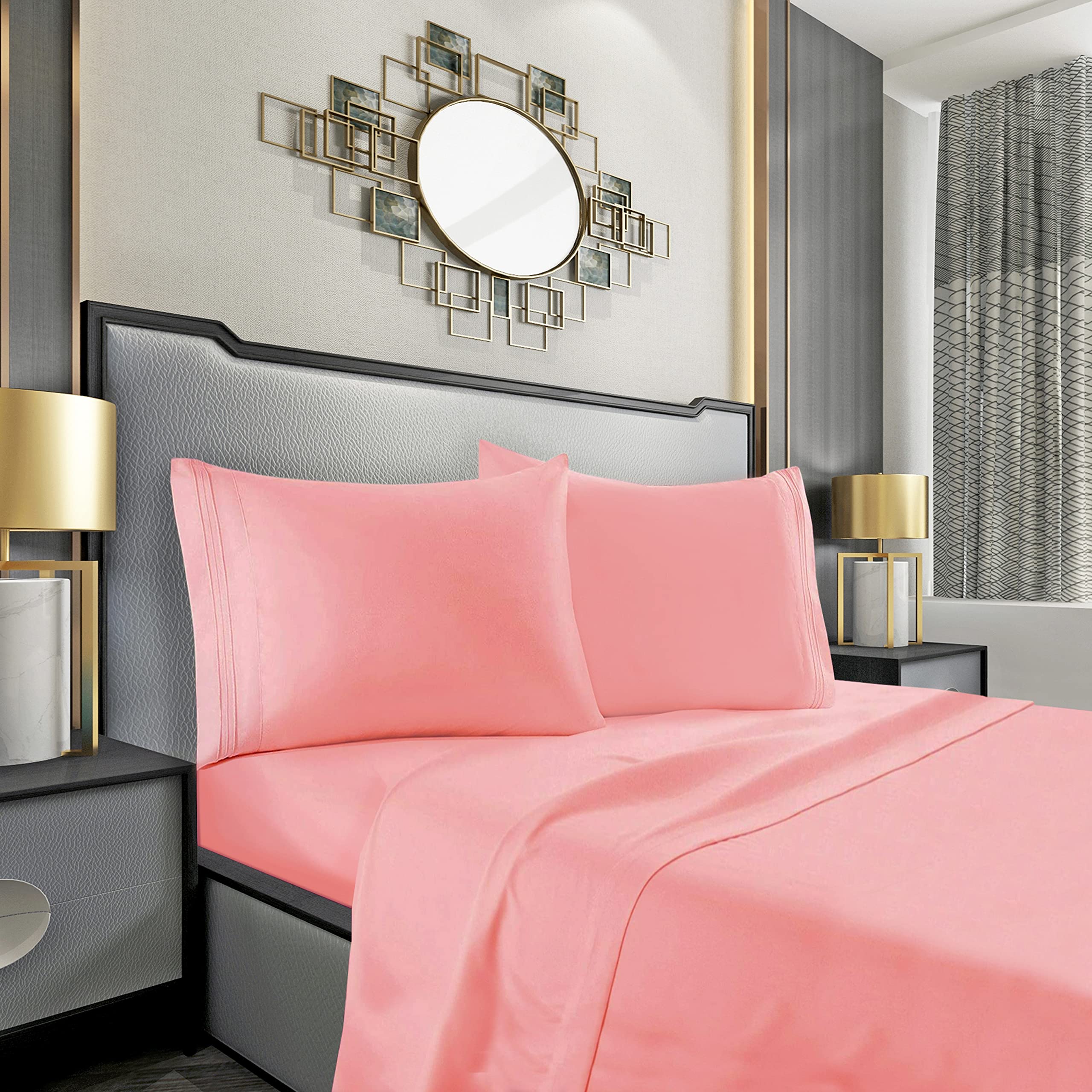 Mocassi Bed Sheet Set - Luxury Hotel 1800 Premier Bedding Sheets & Pillowcases - Ultra Soft Breathable & Cooling Bed Sheets - Deep Pocket - Wrinkle Resistant - 4 Piece - Cali King, Dusty Rose โ image 1