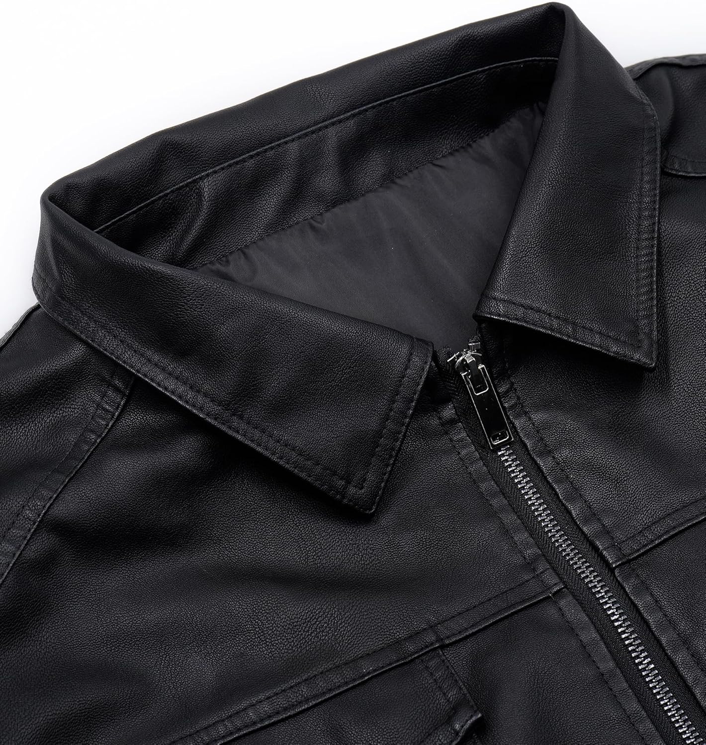 Zbrandy Leather Jacket Men Black Faux Leather Jackets Mens Moto Biker Coat Outwear Windproof - Image 5