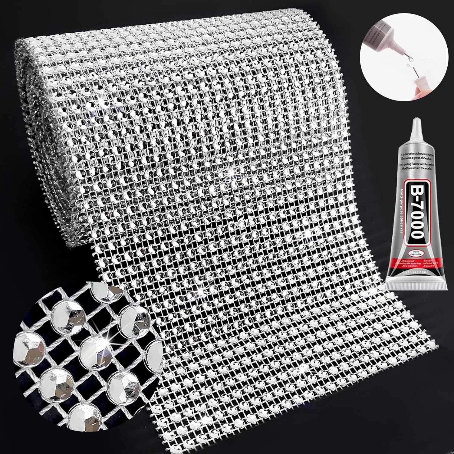Amazon.com: Yhsheen Silver Rhinestone Ribbon, 4.7In X 4.5Yards 24Rows ...