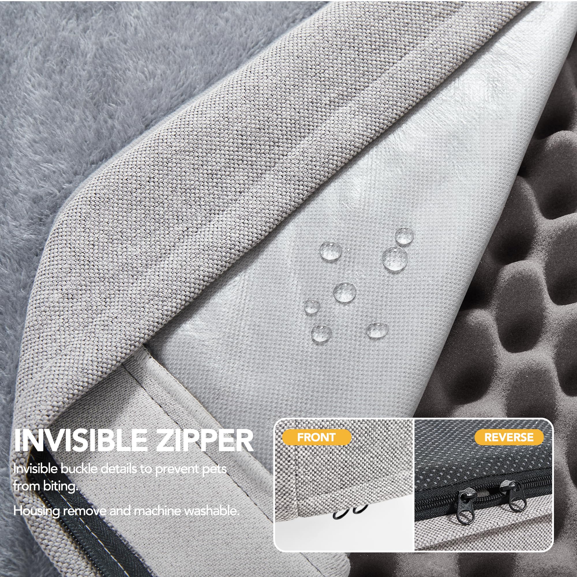 Deconovo Letto Antiscivolo per Cane, Lavabile, Morbido, Fodera Sfoderabile 91x69x8 CM Grigio Chiaro 1 Pezzo