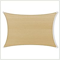 Vista 2 de Colourtree CTAR1016 - Toldo rectangular de tela de 8 x 14 pies, color beige arena, permeable al agua y resistente a los rayos UV, resistente