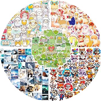 Animal Water Bottle Cute Stickers for Kids, Kawaii Sticker Pack