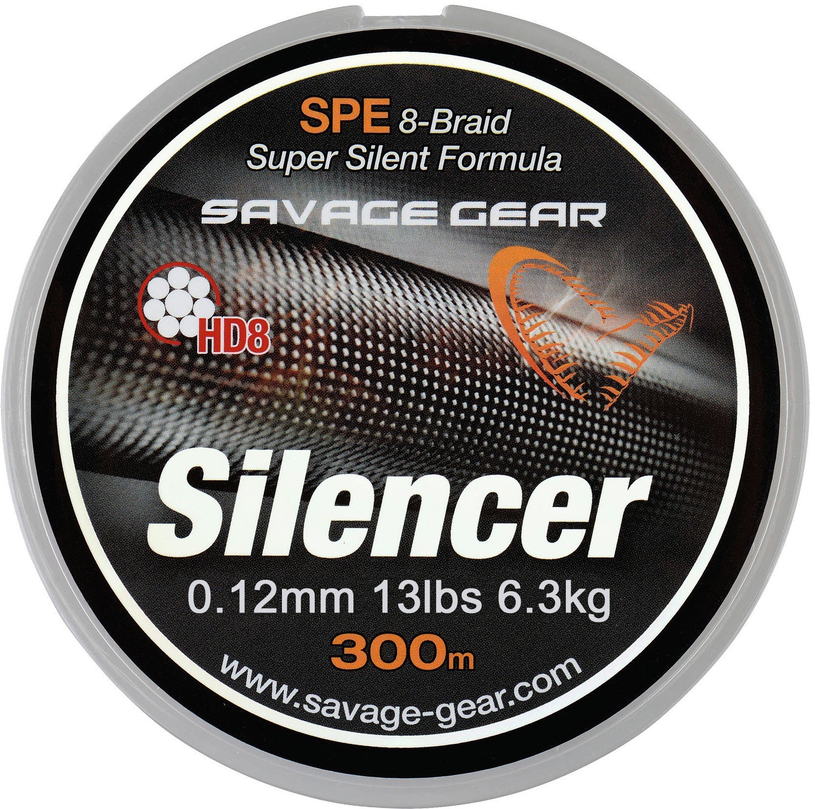 Savage Gear HD8 Silencer Braid 120 m Braided Fishing Line for Pike Zander Perch Trout 8-Way Round Braided 0.12 mm 6.3 kg