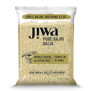 JIWA healthy by nature Pure Bajri Dalia | Cooks In 15 Minutes | Millet | Broken Pearl Millet Daliya | Gluten Free | 500 G