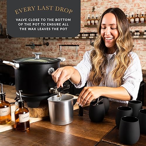 Miniatura 5 de Craft & Venture Derretidor de cera para fabricación de velas, olla de fusión de cera con capacidad para 7 cuartos (14 libras) de cera, derretidor de