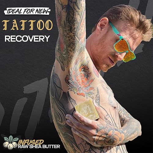 Miniatura 4 de VI Tattoo Soap Jabón de barra rejuvenecedora de tatuajes de manteca de karité, barra de jabón natural sin perfume para tatuajes nuevos de 4 onzas,