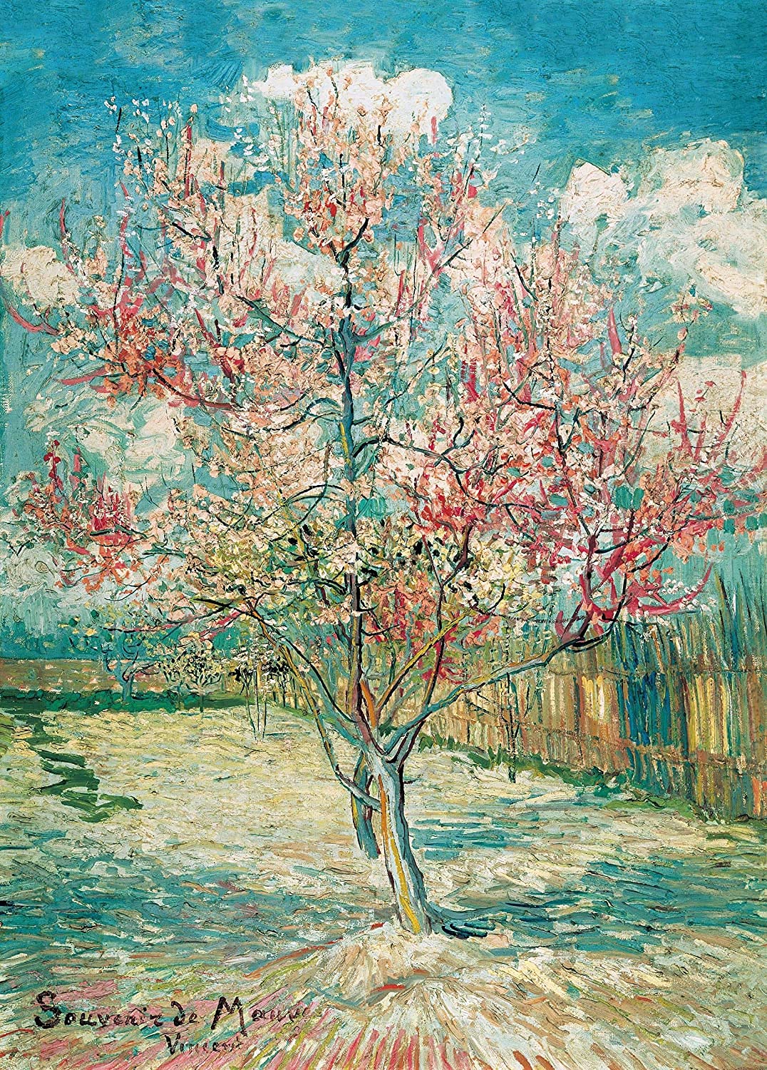 Puzzle 1000 Teile Erwachsene Rosa Pfirsichbaum in Blüte von Vincent Van Gogh 70 x 50 cm Puzzles für Erwachsene Klassische 1000 Teile Van Gogh Puzzle