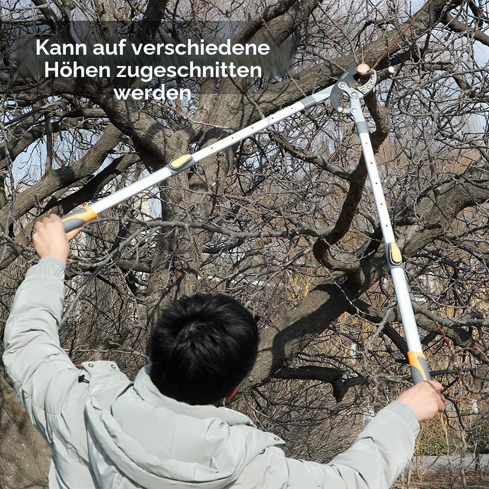 AIRAJ Teleskop-Astschere 70–103 cm SK-5-Stahlklinge Teflonbeschichtung sechsfach verstellbarer Griff