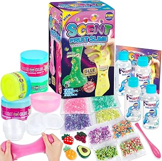 1:1 Scented Fruit Glue Slime Kit for Kids, FunKidz Neon Slime Making Kit for Girls Ages 6-12 Activities Craft Gifts Includes Color Glue and Super Clear Slime Activator to Make Slime Toys