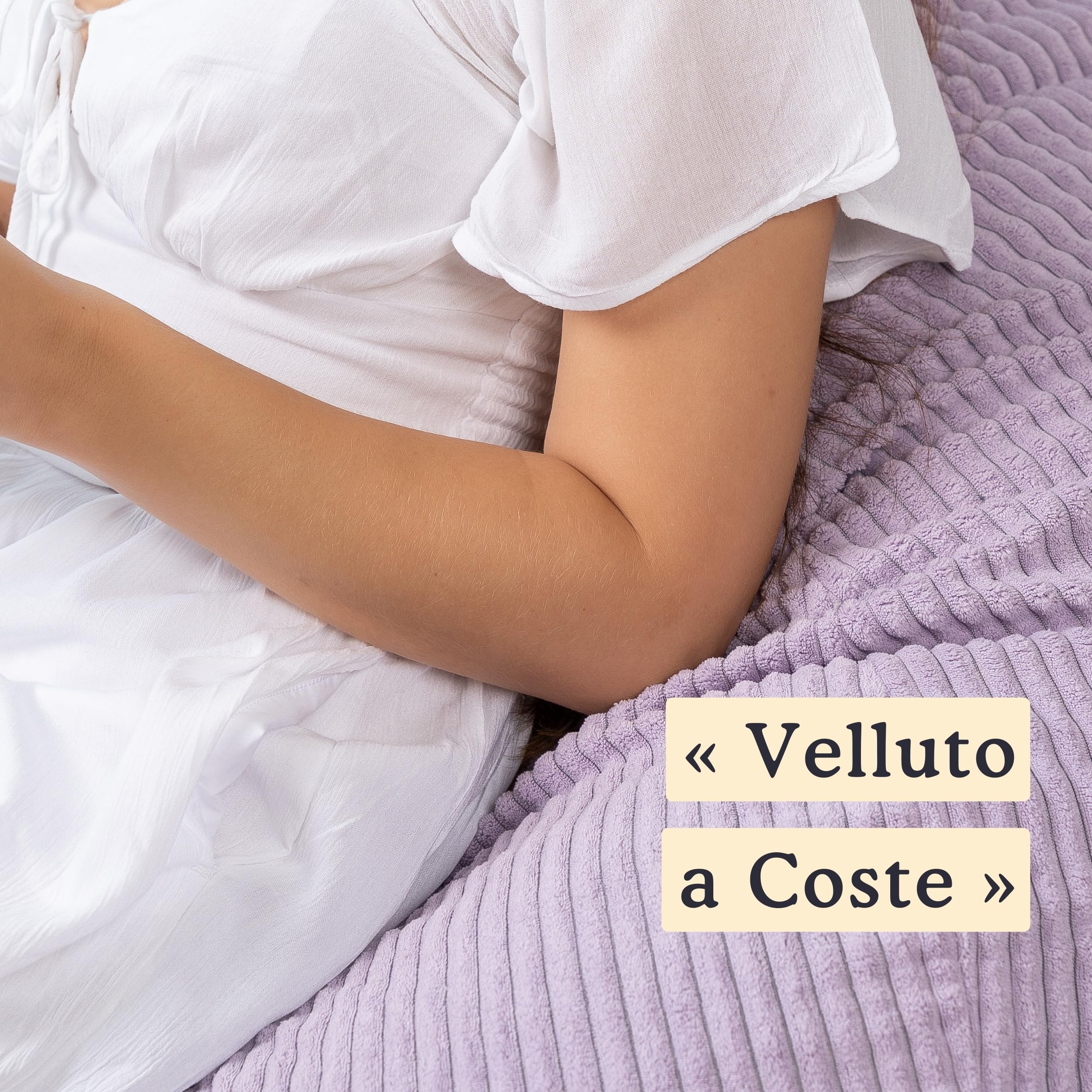 bananair - Pouf Poltrona a Sacco - Imbottitura in Schiuma, Molto Confortevole - Tessuto Morbido, Velluto a Coste - Fodera Lavabile - Pouf Divano Gigante (180 x 140 cm, Viola di Parma)