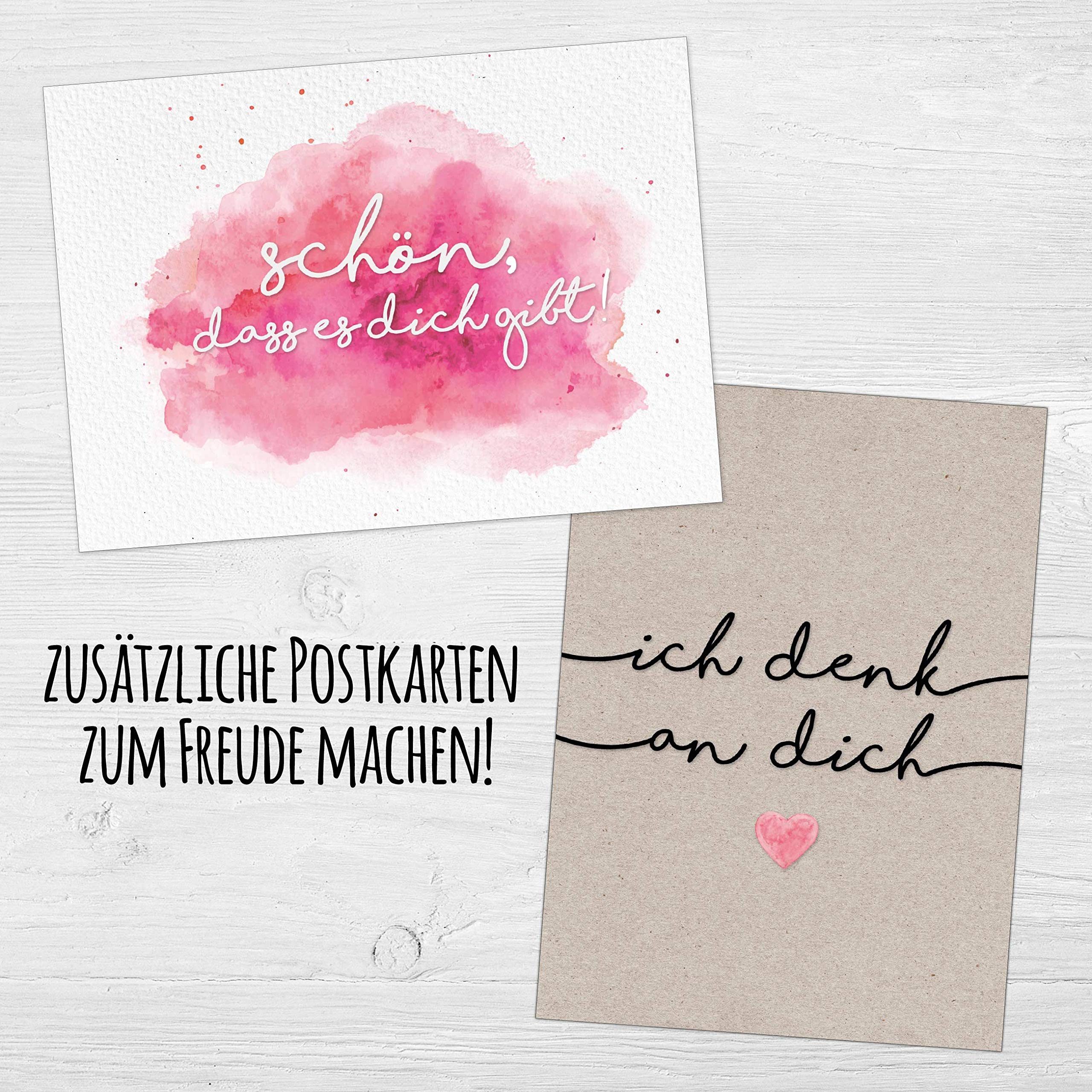 Set Regalo Festa Della Mamma Con Poster A4, Biglietto E Cartoline - Handlettering 'HerzensMensch' Made In Germany