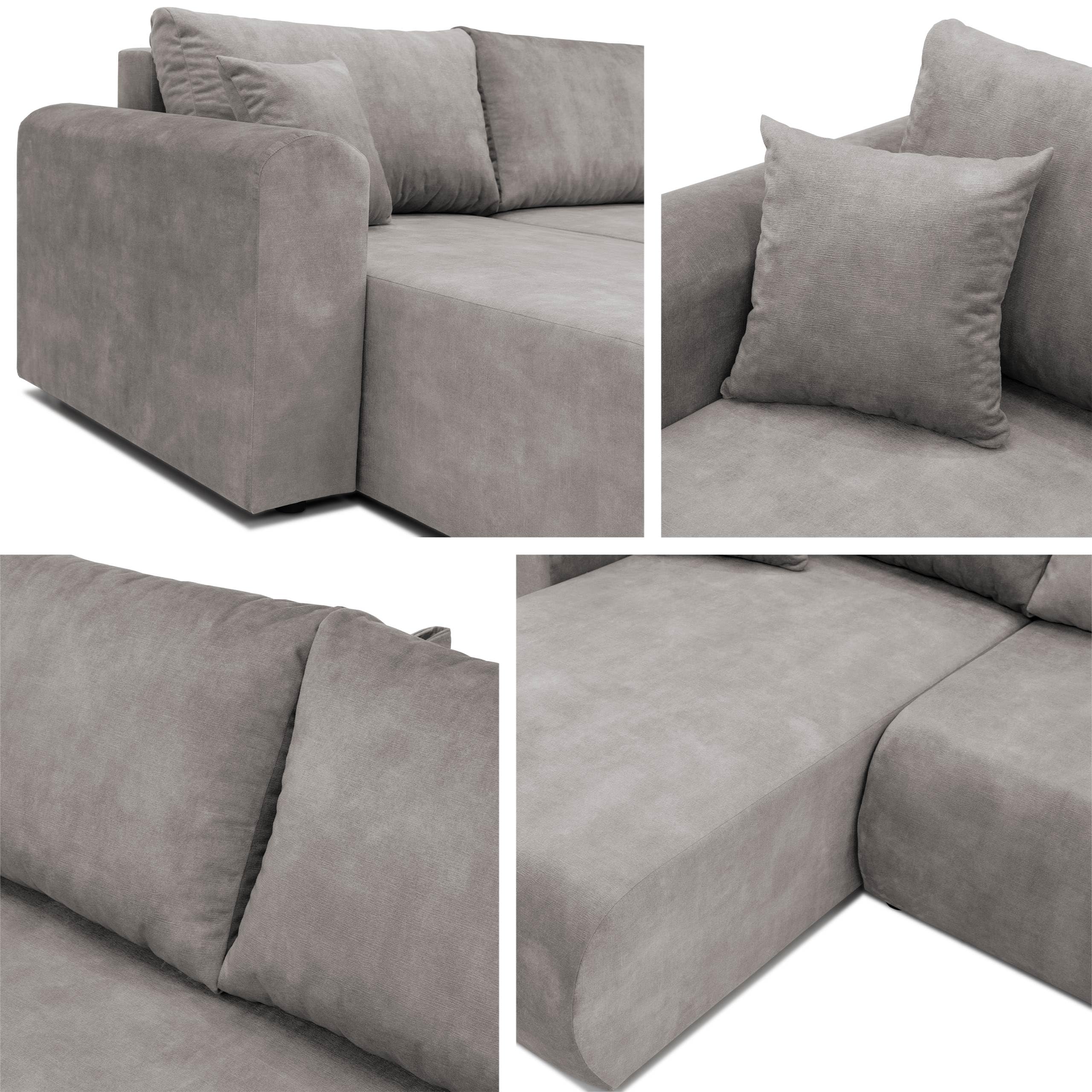 Mirjan24 Ecksofa Eliwo, Design Eckcouch, Couch mit Schlaffunktion und Bettkasten, Wohnlandschaft, Bettfunktion L-Form Sofa, Ottomane universell (Taro 01)