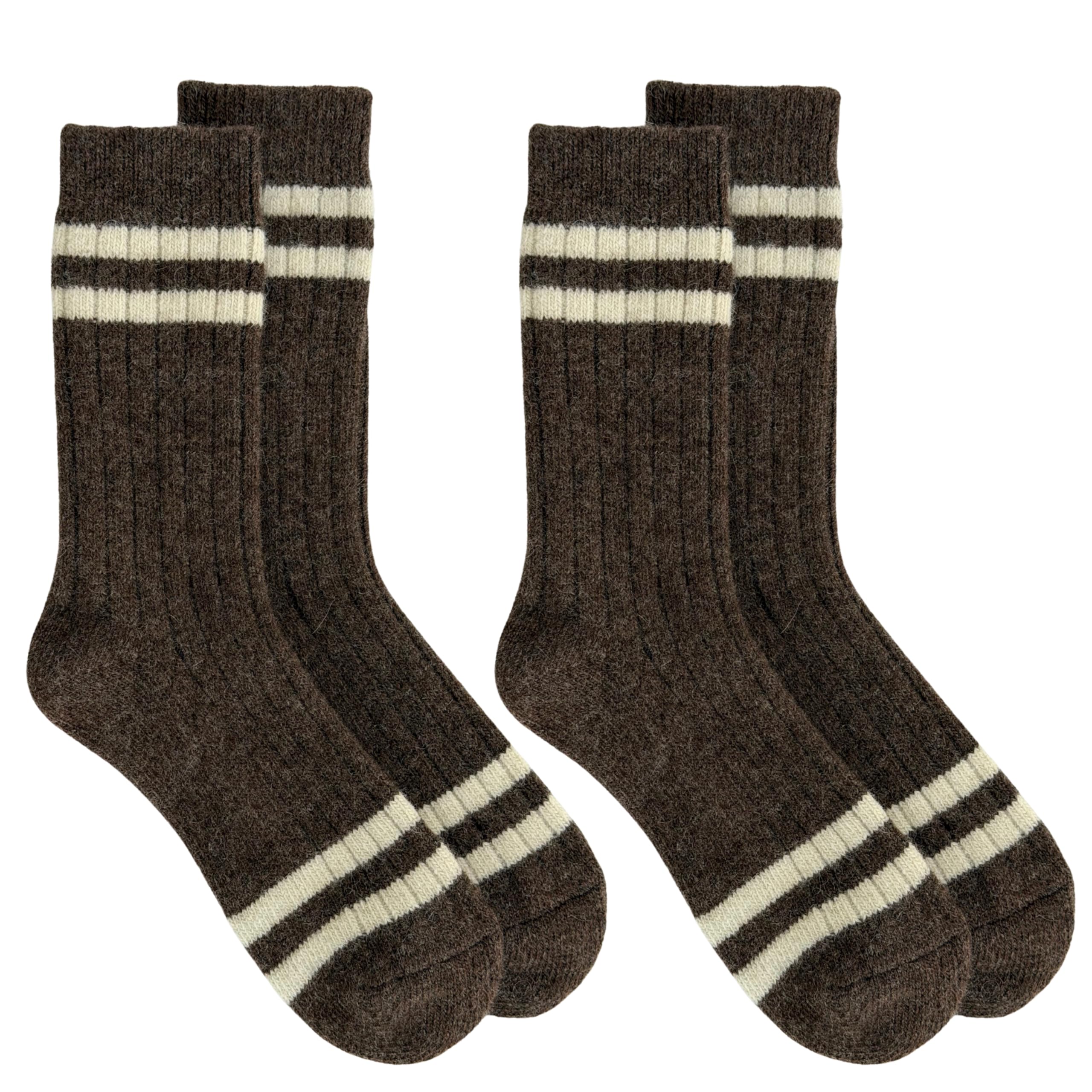 92% Merino Wool Socks Rib-Knit Home Natural, Made in Mongolia