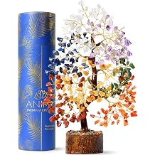 Anima Premium Crystal Tree of Life 7 Chakra Tree for Healing, Harmony, Positive Energy, Luck & Manifestation Includes Guidebook & Gift-Ready Packaging Ethically Handcrafted in India by Women