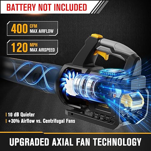 Miniatura 3 de Soplador de hojas inalámbrico compatible con Dewalt 20V Max Battery 400CFM soplador eléctrico de hojas inalámbrico, velocidad variable, modo turbo,