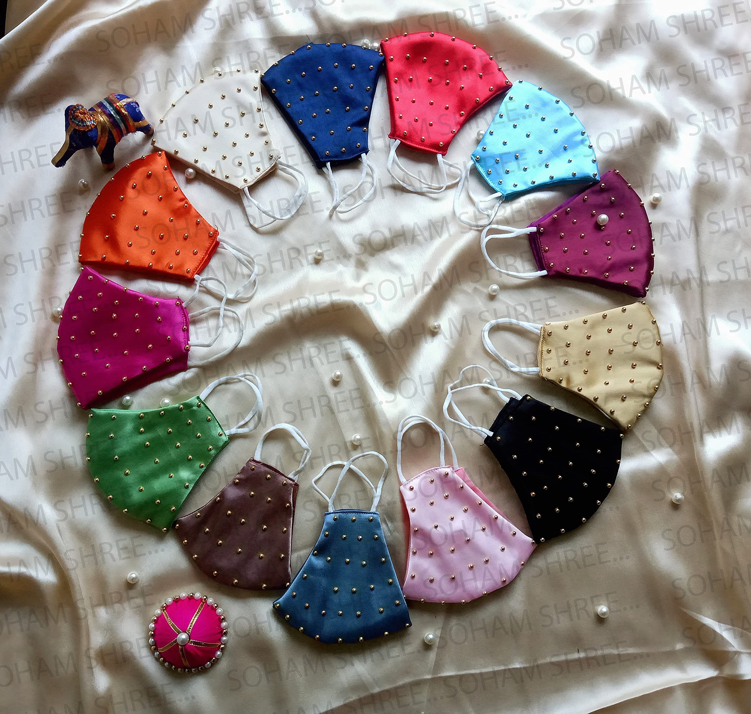 SOHAM SHREE ᵀᴹ Excellent Colors WEDDING SPECIAL SUPER COMBO Washable Light Weight Satin - Cotton Masks | Excellent Choice of Your Matching Wearing