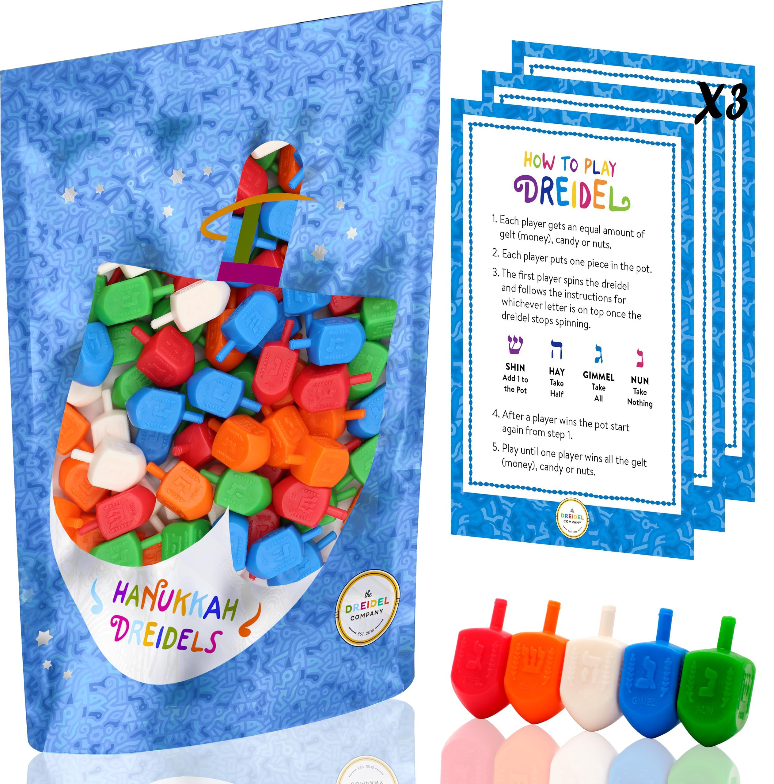 Amazon.com: 25-Pack Hanukkah Dreidels Multicolor Plastic Chanuka