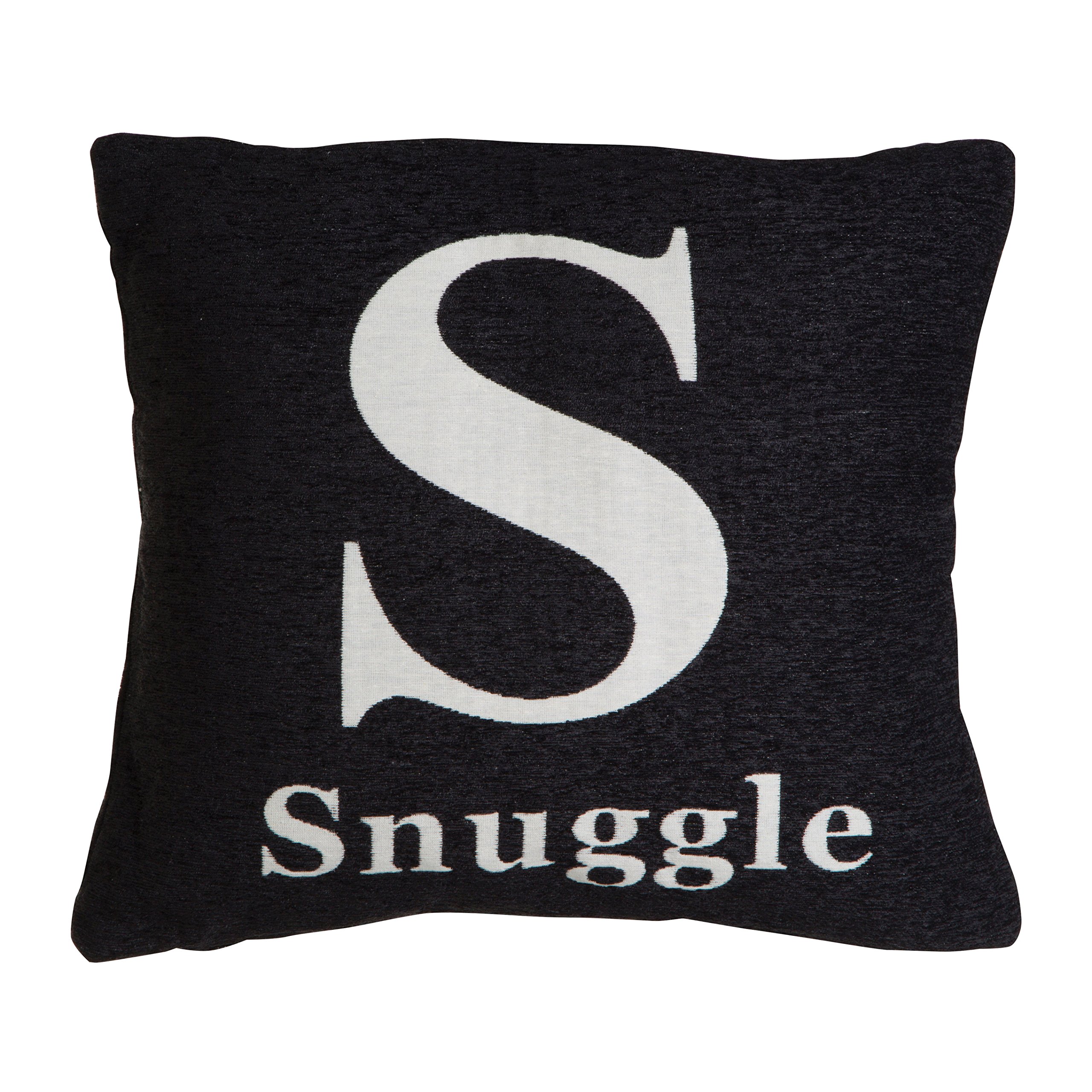 Words 'Snuggle' Black Cushion - Black & White