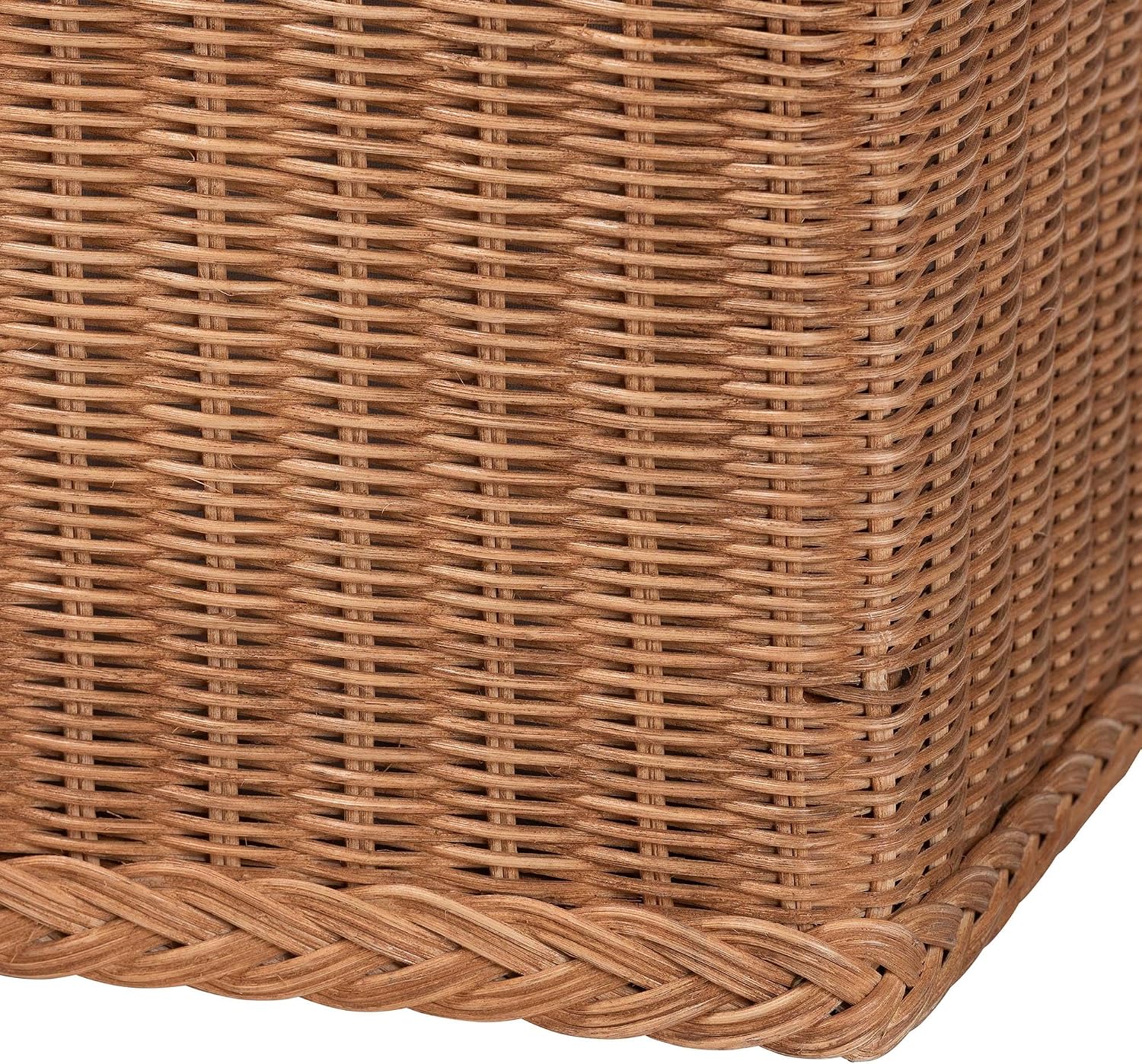 Bali & pari Eamon Braided Natural Rattan Storage Bench with Cushioned Lift-Top Lid – Coastal Boho Style Chest for Bedroom, Entryway, or Living Room Organization, 31" Rectangle, Brown