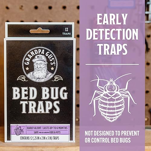 Miniatura 3 de Trampas adhesivas para chinches de cama Grandpa Gus's para el hogar y viajes, detección temprana, dura hasta 6 meses, diseño pequeño y discreto