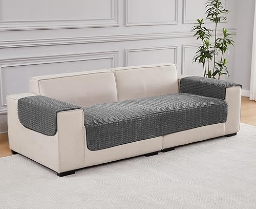 Miniatura 7 de Fundas de sofá de 33 x 70 pulgadas, tapete antideslizante para perro, manta para sofá, silla, cama reclinable, protector de muebles, lavable (gris