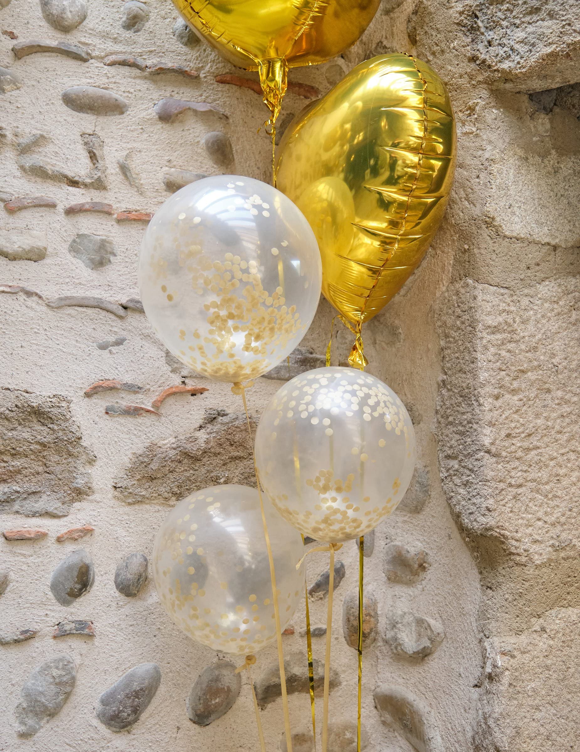 Lot De 2 Ballons De Piscine Dorés – Confettis à L'intérieur – PVC Résistant UV – 40 Cm – Fête été, Piscine, Plage